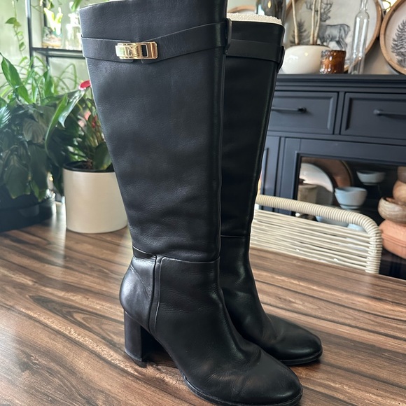 Halston Black Knee-High Women's Boots - Picture 5 of 10